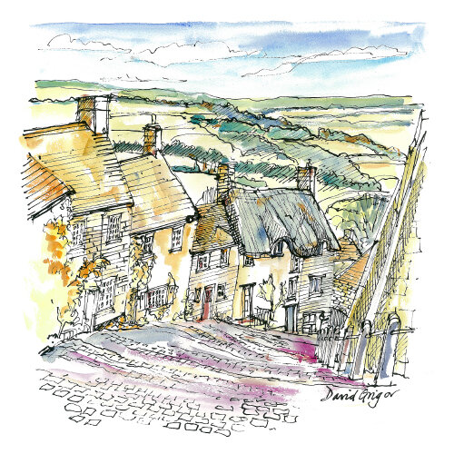 Gold Hill, Shaftesbury, UK, 12'' x 12'' — David Grigor